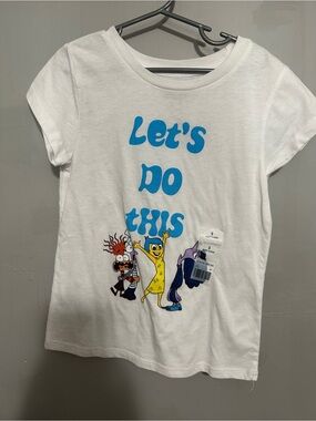 Disney Pixar Inside Out 2 Let's Do This White Kids T-Shirt with Blue Print size
